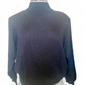 Baxter & Wells Black With Silver Metalic  Long Sleeve Sweater Made In Korea
